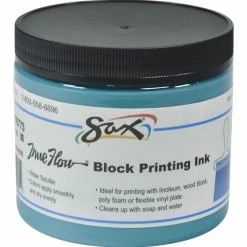 Coupon ⭐ Sax True Flow Water Soluble Block Printing Ink, 1 Pint Jar, Turquoise 🧨