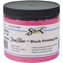 Promo 💯 Sax True Flow Water Soluble Block Printing Ink, 1 Pint Jar, Magenta 👍