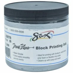 Best Sale 🔔 Sax True Flow Water Soluble Block Printing Ink, 1 Pint Jar, Silver ⌛