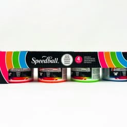 Promo 😀 Speedball Fabric Screen Printing Ink, 4 Ounces, Assorted Fluorescent Colors, Set Of 4 ⌛