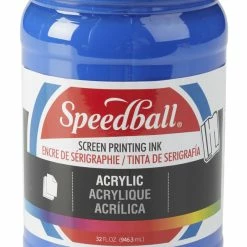 Flash Sale 🤩 Speedball Permanent Acrylic Screen Printing Ink, Non-Toxic Non-Flammable, Ultra Blue, 1 Quart 🎉