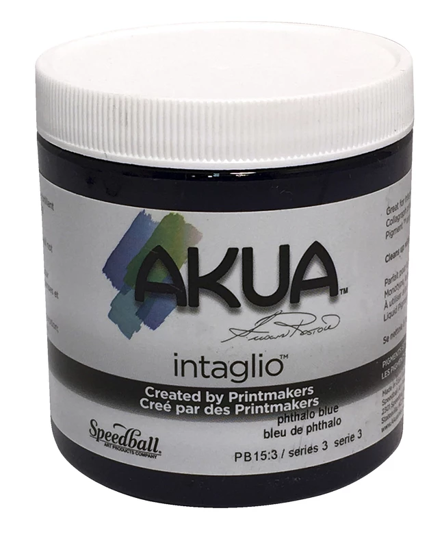 New π Akua Intaglio Non-Toxic Water Based Ink, Phthalocyanine Blue, 8 Ounces π