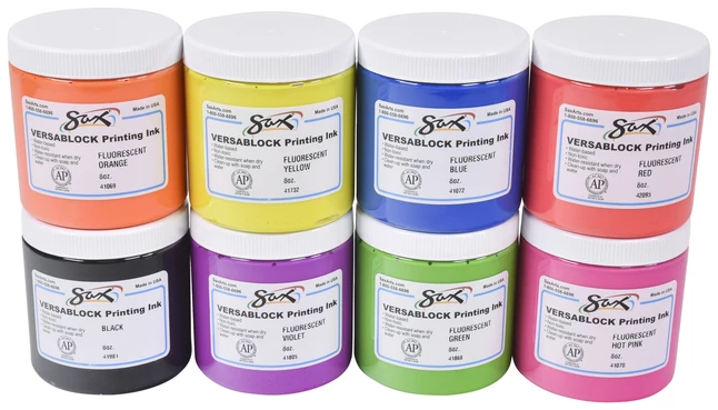 Flash Sale β Sax Versablock Fluorescent Block Printing Inks, 8 Ounces, Set Of 8 π