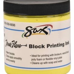 Buy 👏 Sax True Flow Water Soluble Block Printing Ink, 8 Ounces, Primary Yellow 😀