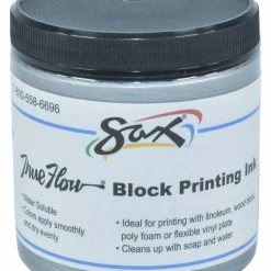 Discount 🌟 Sax True Flow Water Soluble Block Printing Ink, 8 Ounces, Silver 🧨